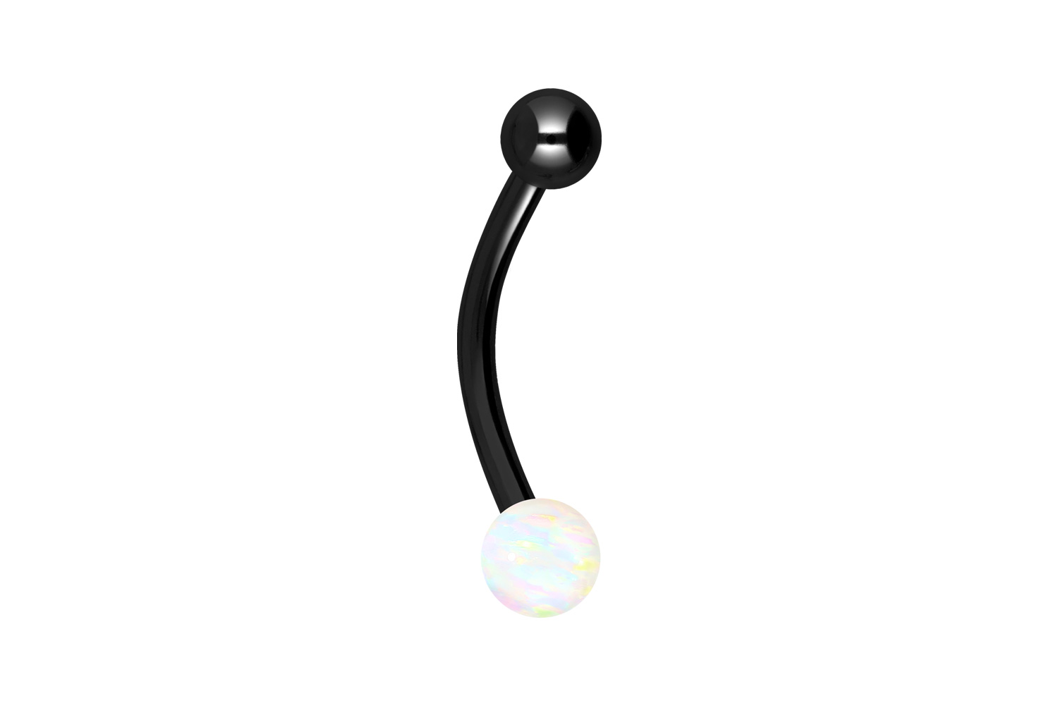 Chirurgenstahl Mini Bananabell Piercing SYNTHETISCHER OPAL + CHIRURGENSTAHL-KUGEL